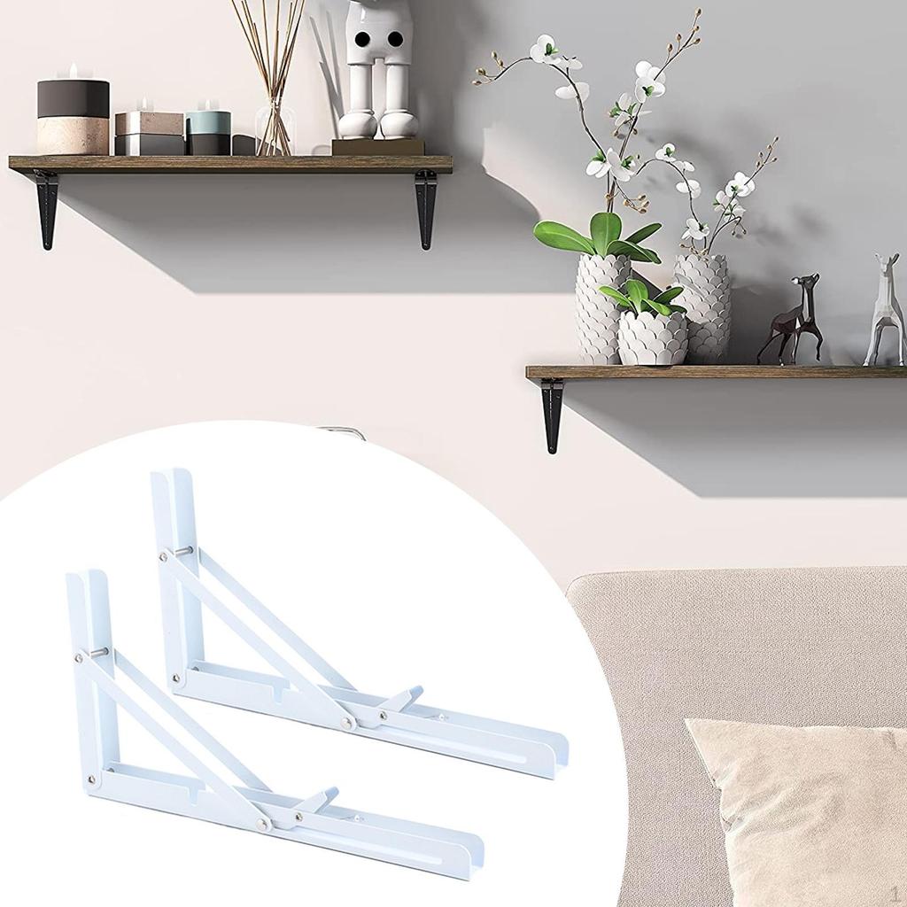 2Pcs Folding Shelf Brackets Collapsible for Table Bench Triangle Bracket