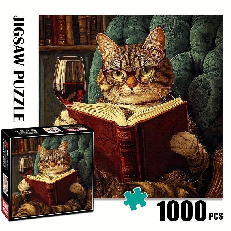 Mr. Red Wine Cat 1000pcs Paper Jigsaw Puzzle, Large Puzzle Toy, Exquisite Game Gift, Family Interactive Game Puzzle, DIY Decoration, Brain Challenge,