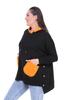 Women's Style Big Size Sweatshirt Large Size Extra Comfortable Fit Black Sweatshirt With Green Pocket Detail