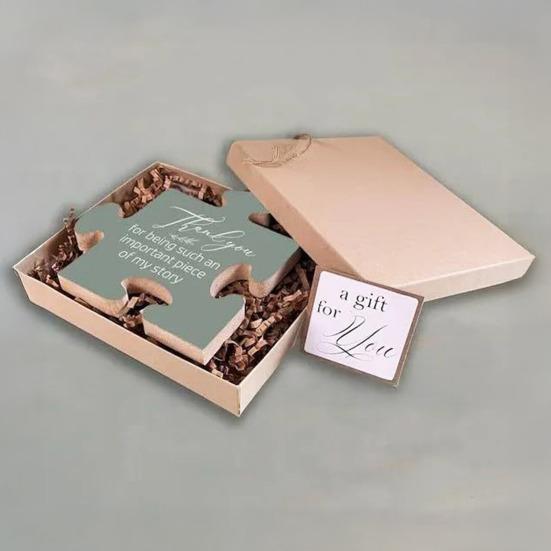 Wooden Puzzle Decoration Desktop Puzzle Shaped Ornament Keepsake Farewell Appreciation Gift for Colleagues Friends