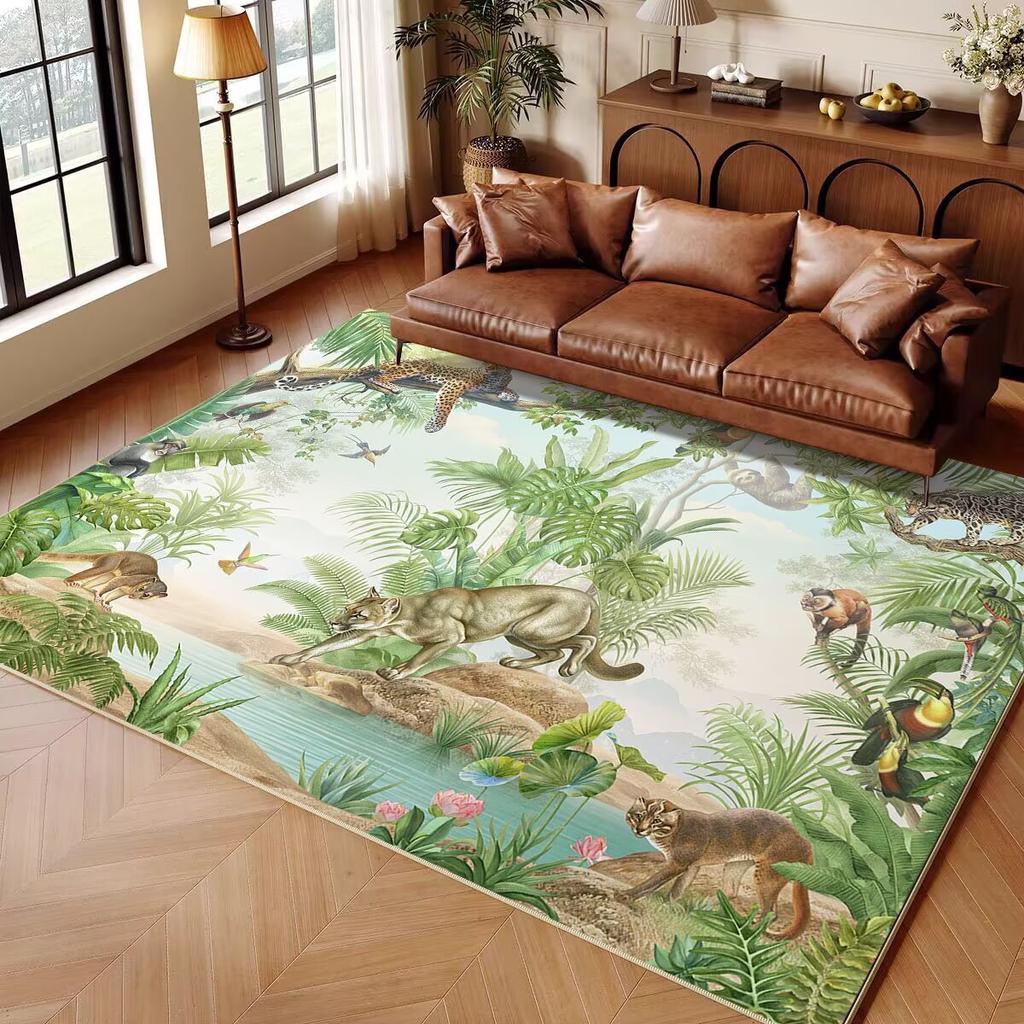 Jungle Animal Cartoon Child Carpet Rug for Home Living Room Bedroom Sofa Doormat Decor Play Area Rug Nordic Non-slip Floor Mat