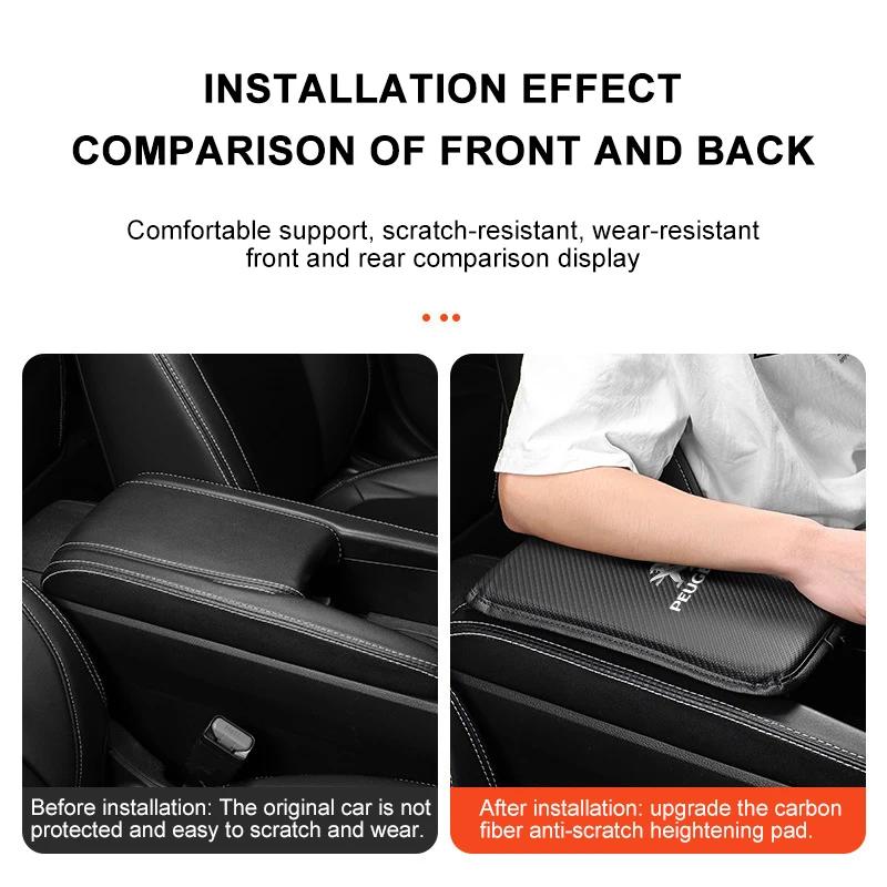 For Peugeot Car Armrest Mat Center Console Arm Rest Protection Cushion Auto Armrest Storage Box Cover Pads For Peugeot 208 3008