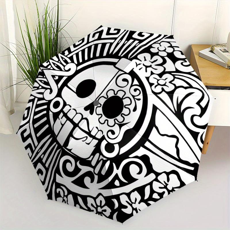 1pc Day of the Dead, Skull Automatic Open/Close Umbrella, Portable Folding Umbrella for Travel, Themed Events, It is suitable as a gift for various fe