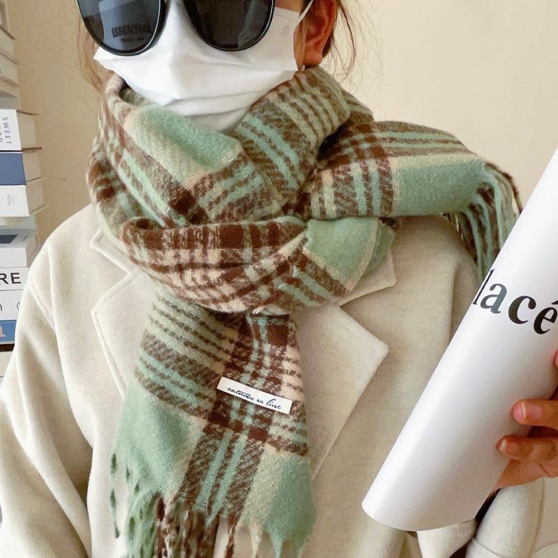 Женский красный кашемировый шарф в клетку Анкара - Рождественская и осенне-зимняя теплая универсальная шаль