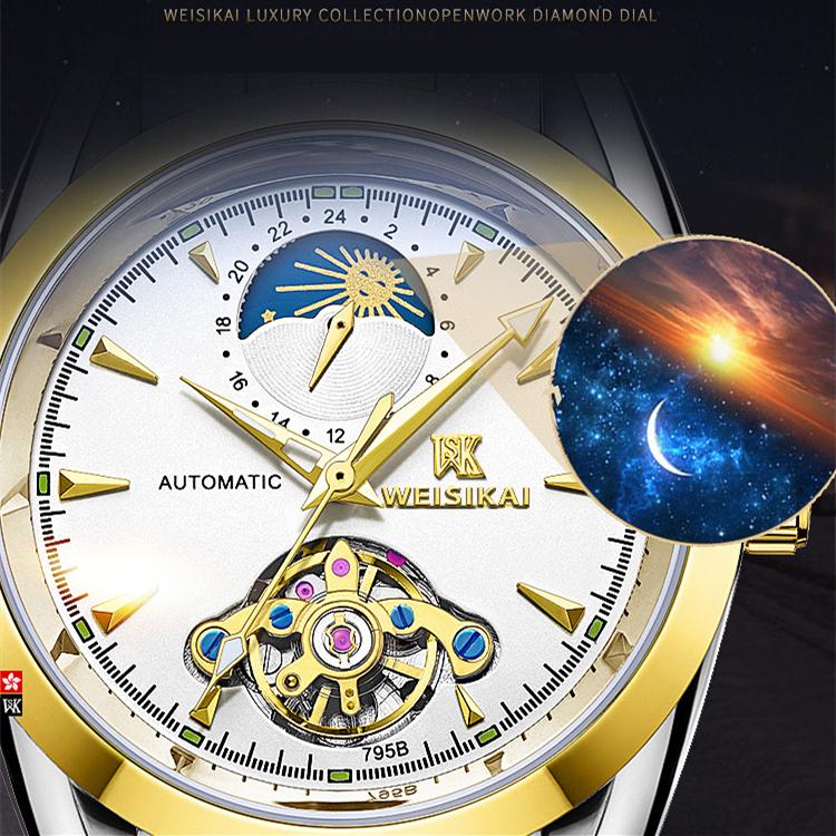 Новые роскошные мужские часы высшего бренда с коробкой Tusso Flying Wheel, водонепроницаемые автоматические мужские механические часы