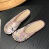 Fashion Summer New Ethnic Style Baotou Slippers Women's Soft Sole Han Element Retro Silk Satin Qipao Ancient Hanfu Shoes Women's Sandals
