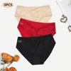 3Pcs Women's Sexy Lace Panty Ultra-Thin Mid-Waist Strap Panties Large Plus Size Semi-Transparent Briefs Underwear 0Xl-5Xl