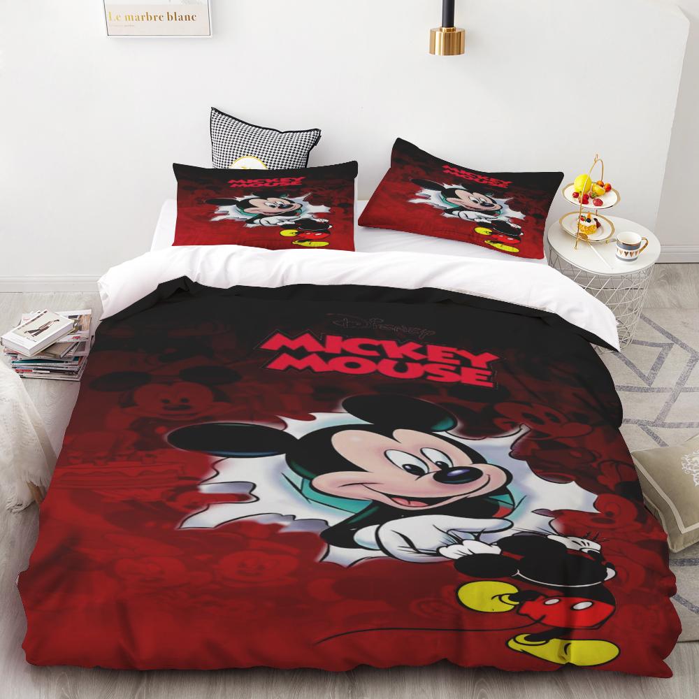Mickey Cute Printed Cartoon Quilt Duvet Cover Set Bedding Twin 3-Piece 1 Children'S Queen/King Bed Warm Gifts Queen/King
