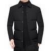 Mens Lightweight Down Jacket With Shirt Collar Winter Warm Coat Middle-Aged Office Workers