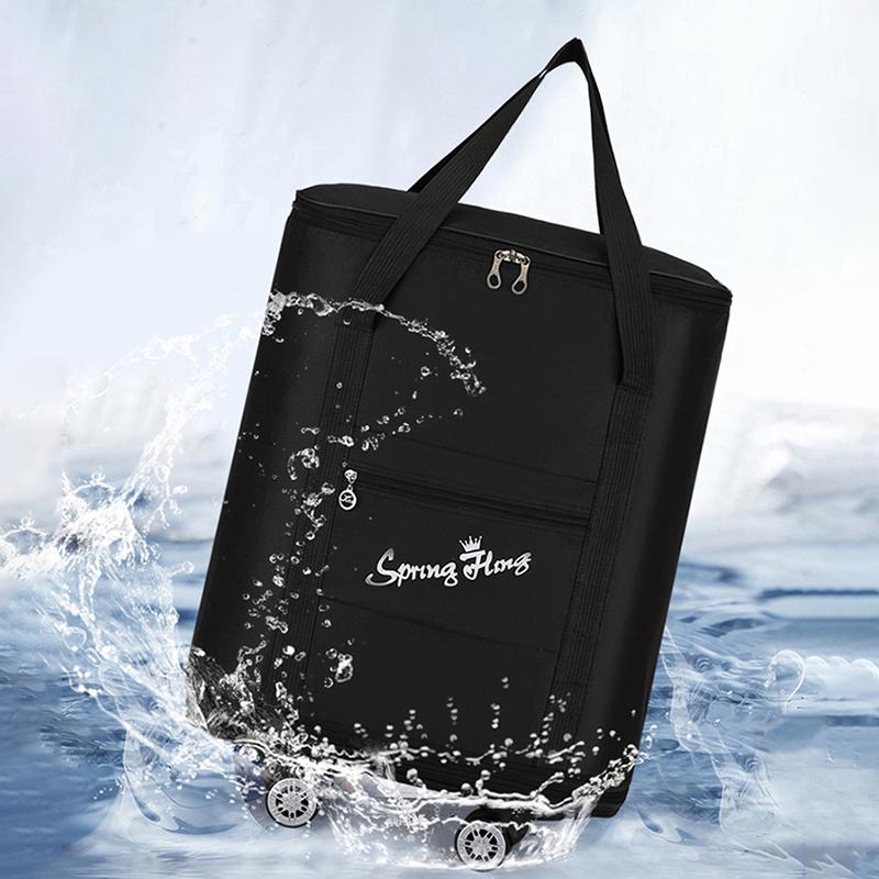 Универсальная сумка для багажа на колесах может переносить дорожную сумку с большой вместимостью и двухслойным расширением для хранения, складная сумка для ручной клади