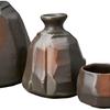 Sake Tokkuri and Ochoko 9cm X 2 Tokkuri and Sake Cup Set Mino Ware Ale-net Set, Set, H12.3cm, 390cc, Bizen-style No. Tokkuri, (2 Pieces), Ceramic,