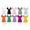 Spring 2023 Women's Square Neck Puff Sleeve Backless Dress