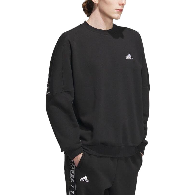 adidas Толстовка свободного кроя с круглым вырезом и топами унисекс с буквенным принтом, черная IK7359