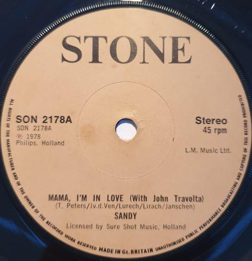 7-дюймовая пластинка SANDY - Mama I'm In Love (С Джоном Траволтой SON2178 Сонет 1978 Великобритания Поп Б/У