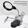 3.5X 12X Clip Welding Magnifier with 2 LED Clip Iron Welding Stand Station Magnifying Glass