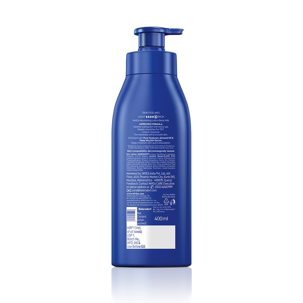 Nivea Питательное Молочко для Тела 400 мл Лосьон для Тела с Гиалуроновой Кислотой | 72 часа Увлажнения | Глубокий Уход для Очень Сухой Кожи