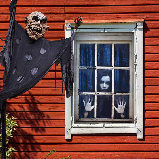 Хэллоуин Страшный Оконный Покров Ужас Женщина Призрак Оконный Покров Занавес Внутренней Уличной Вечеринки Дом С Привидениями Окно Дверь Украшения Плакат