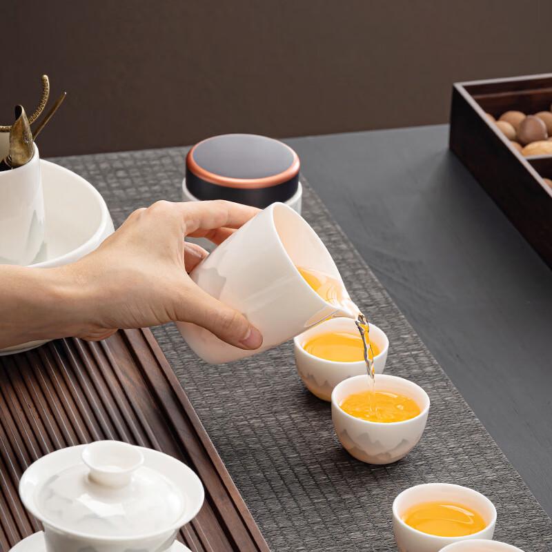 Ink Wash Mutton Fat Jade Ceramic Tea Set