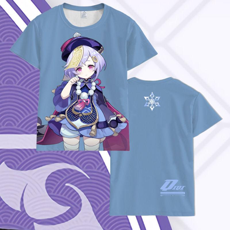 Новая красивая короткая футболка с изображением игры Genshin Impact, 3D цифровая печать, популярная