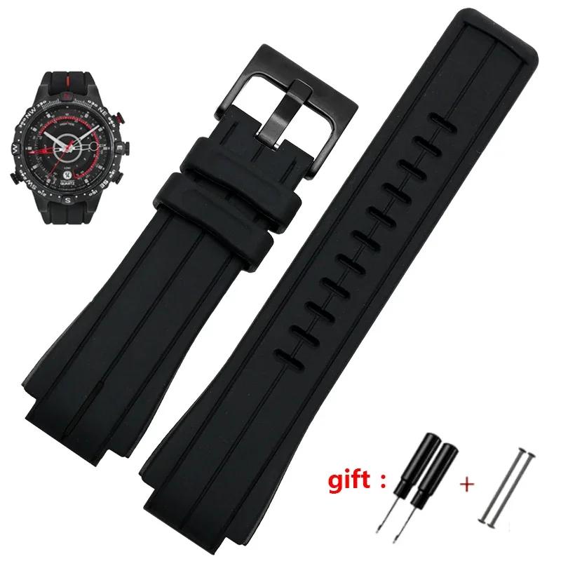 Силиконовый резиновый ремешок для часов timex T2N720 T2N721 TW2T76300, браслет, водонепроницаемый ремешок, выпуклый интерфейс, 16 мм