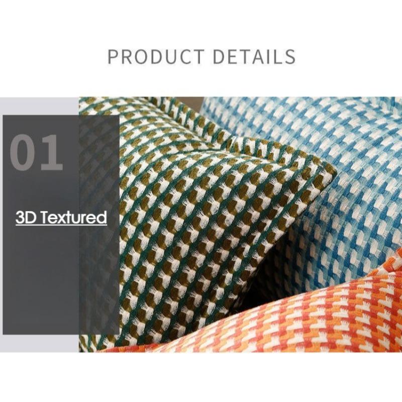 Плед Льняная Подушка - Винтажная Клетчатая Наволочка в Гусиную Лапку для Дивана, Спальни, Офисного Кресла и Богемного Декора