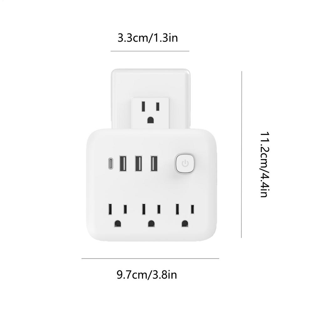 Outlet Adapter Portable Multifunctional U.S. Standard Multi-Plug Outlet Splitter For Bathroom Dorm Home Workplace Hotel Kitchen