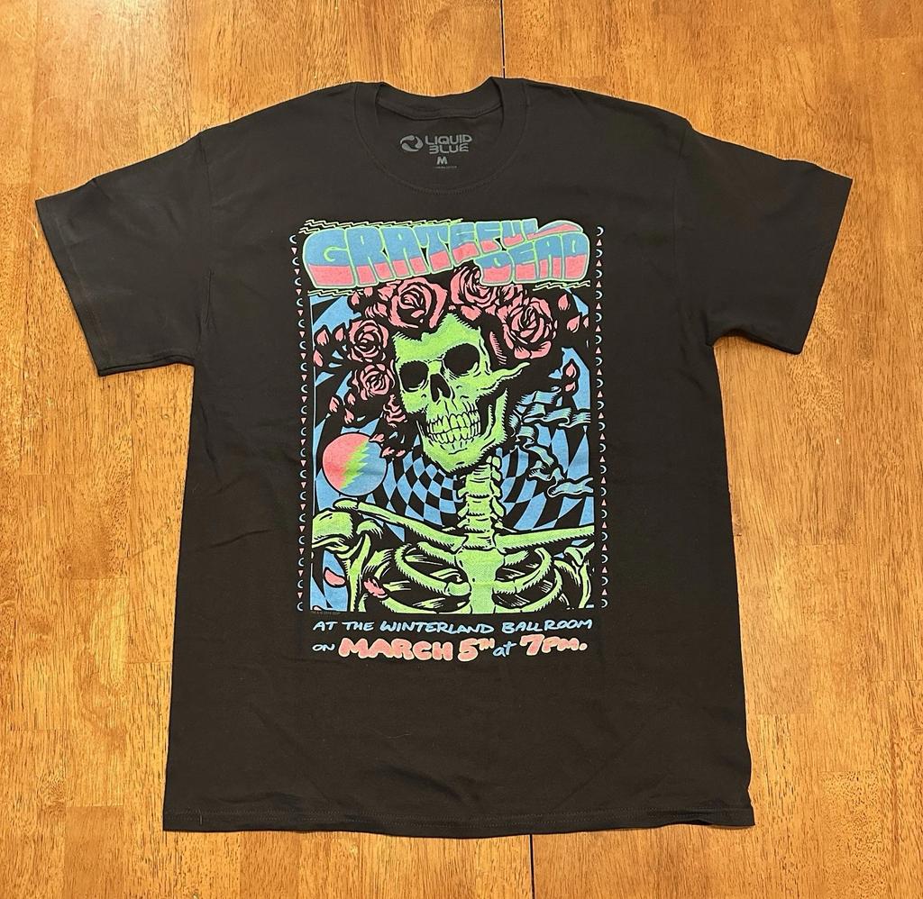 Grateful Dead Live At The Winterland Ballroom T Shirt Medium Liquid Blue Modern