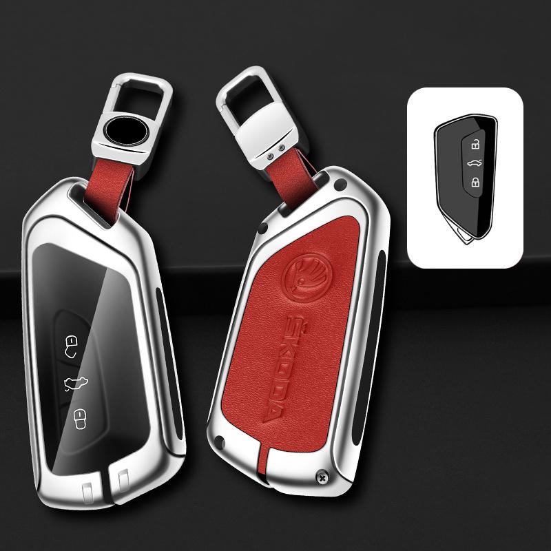 CAPR9 Zinc Alloy Car Smart Remote Key Case Bag Cover Protector Holder Shell For Skoda Octavia 4 8 A8 2020 2021 Keychain Accessories