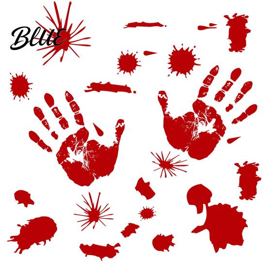 Decorative Window Film Halloween Blood Handprints/Footprints Wall Stickers Removable Decals Spooky Waterproof Scratch-resistant Decal DIY Decoration