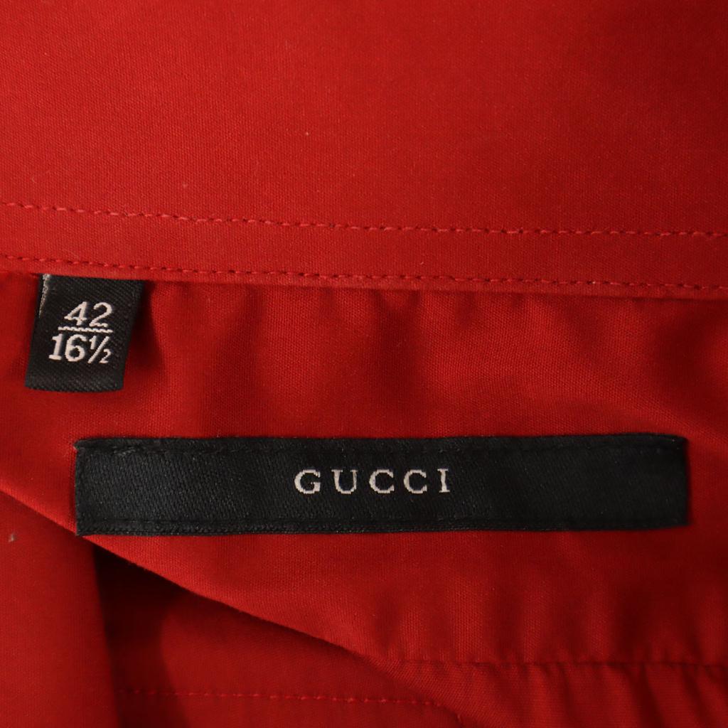 Gucci Сделано в Италии Короткий рукав Эластичная рубашка 42 Красный Мужская Б/у