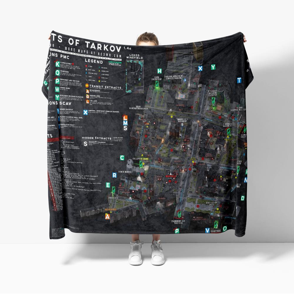Escape from Tarkov Scav PMC Map Flannel Blanket Decor Creative blankets Cozy Soft Lightweight for Couch Sofa