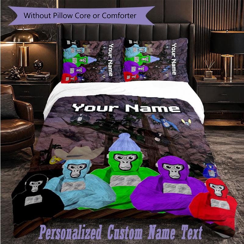 Personalized 3Pcs Bedding SetGorilla Tag cartoon Custom Text Duvet Cover Pillowcase Set Bedroom Gift