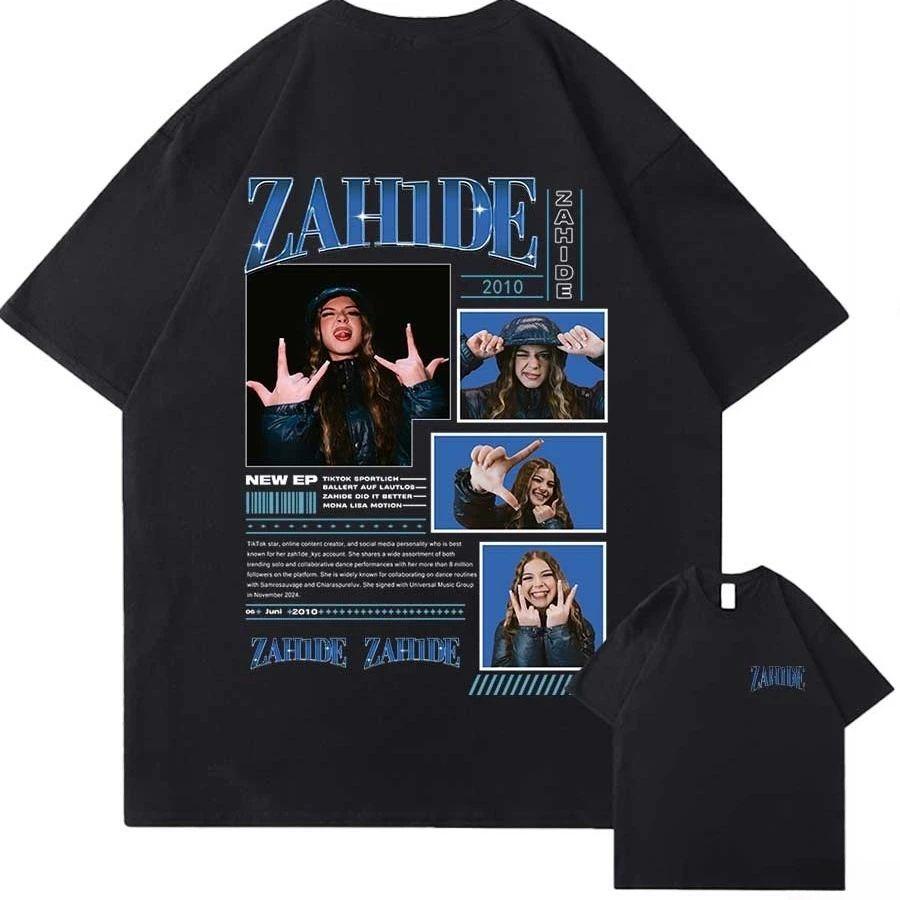 Модные топы Y2k 202526 Zahide Merch Хлопковая футболка с принтом Хип-хоп Уличная одежда Свободные топы Дышащие Повседневные свободные футболки