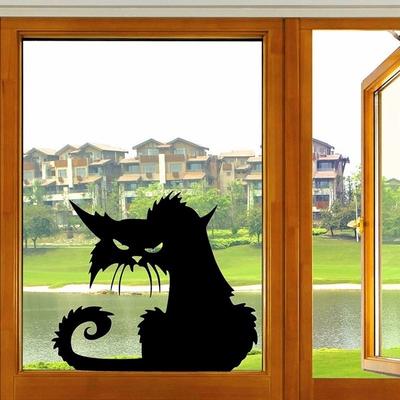 Симпатичные съемные 3D наклейки с кошками, черные кошки, наклейки на стену, наклейки на окна, украшения на Хэллоуин