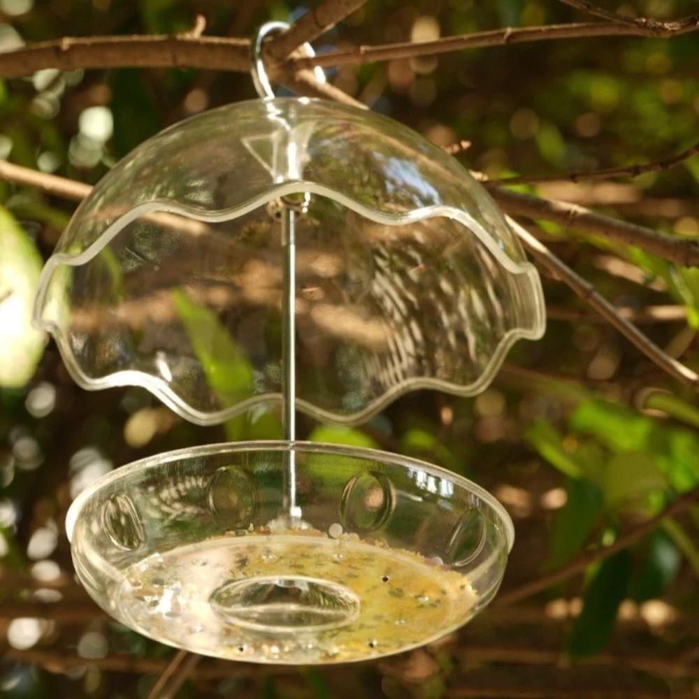 Подвесная кормушка для птиц с открытой платформой, прозрачная кормушка для колибри, декор для сада на открытом воздухе