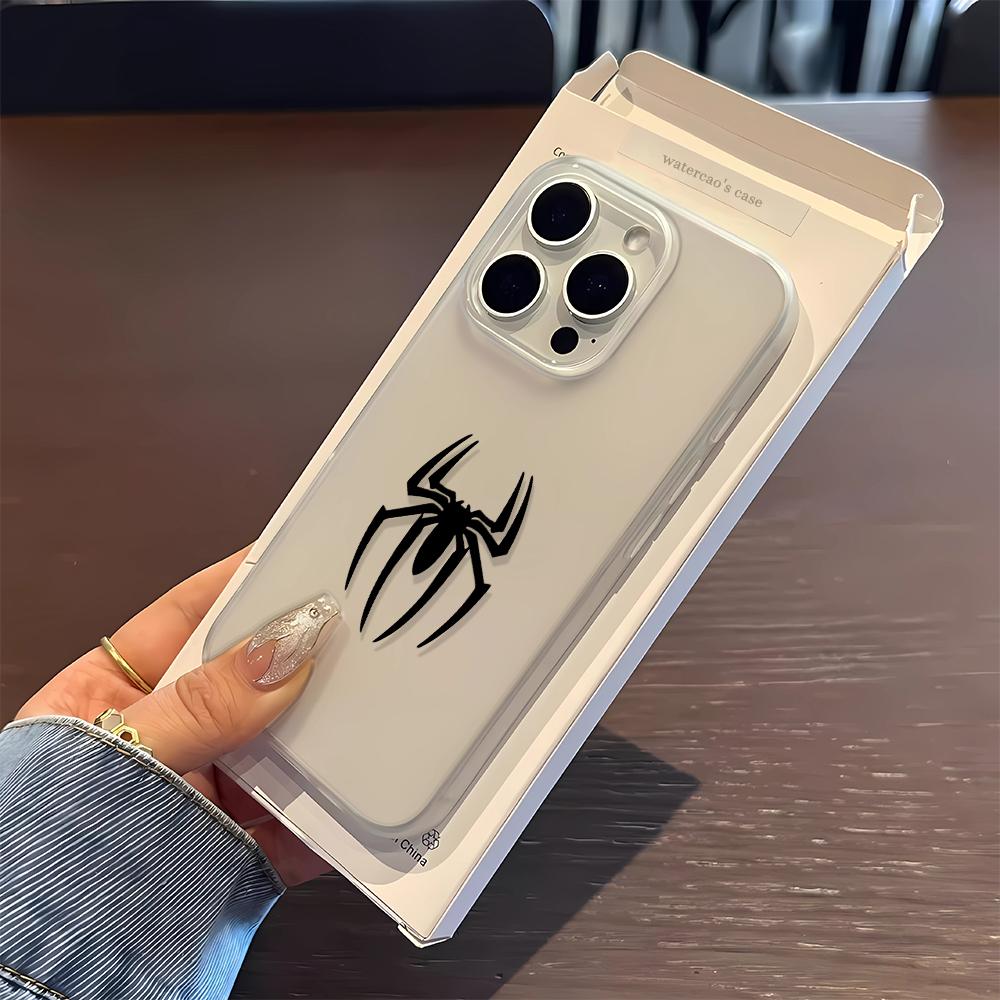 Slim Thin Phone Case For Iphone 15 Plus 14 13 12 11 Pro Max 16 17 Air Clear Lightweight Shell Spider Pattern Luxury Cover