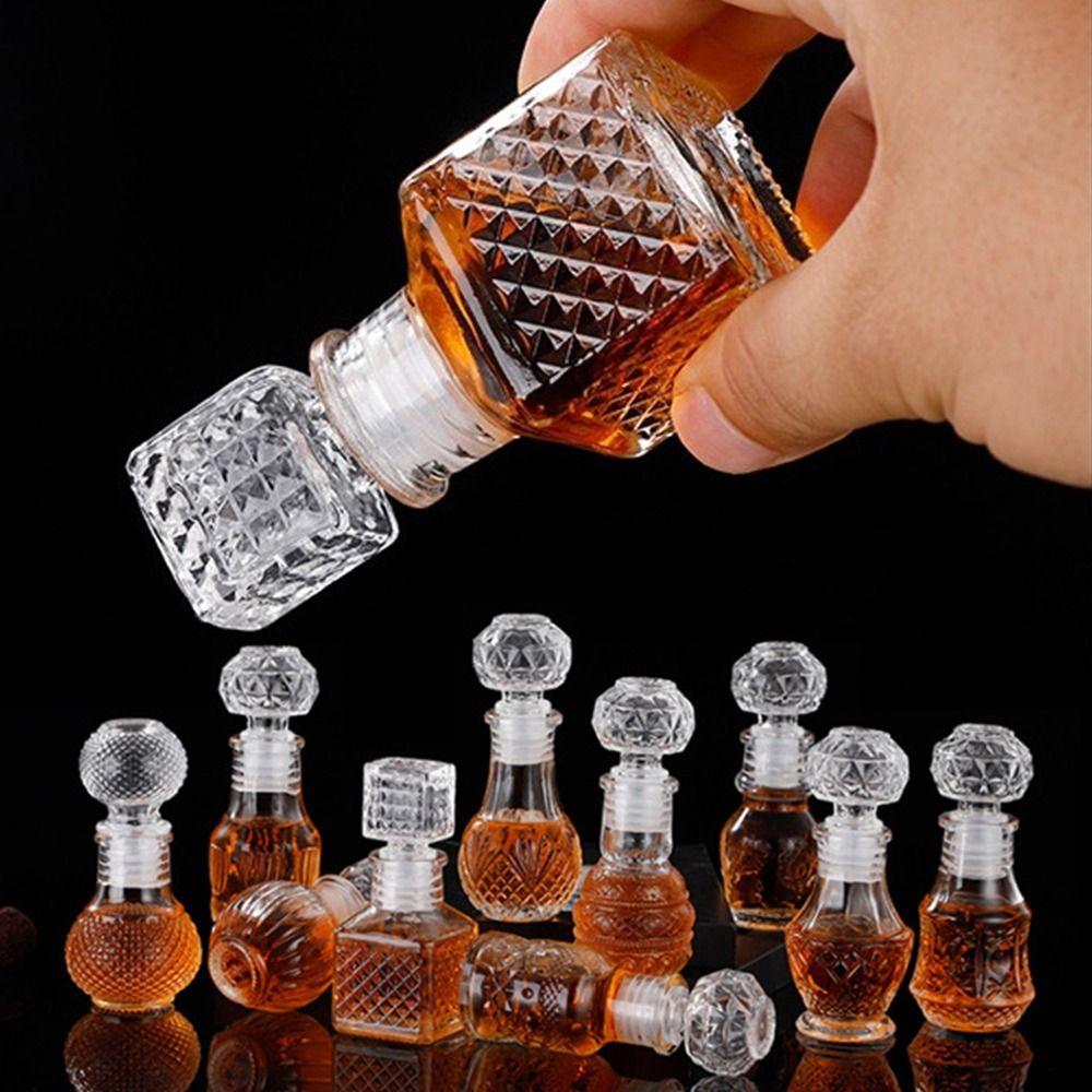 1Pcs Spirit Alcohol Liquor Wine Bottle Transparent Glass Bottle Mini Whiskey Decanter
