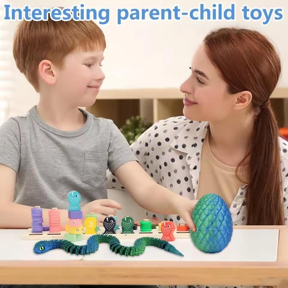 Новый DIY 3D-печатный набор "Змея и Яйцо" - Сочлененная фигурка для детей, Настольное украшение, Подарок 2025