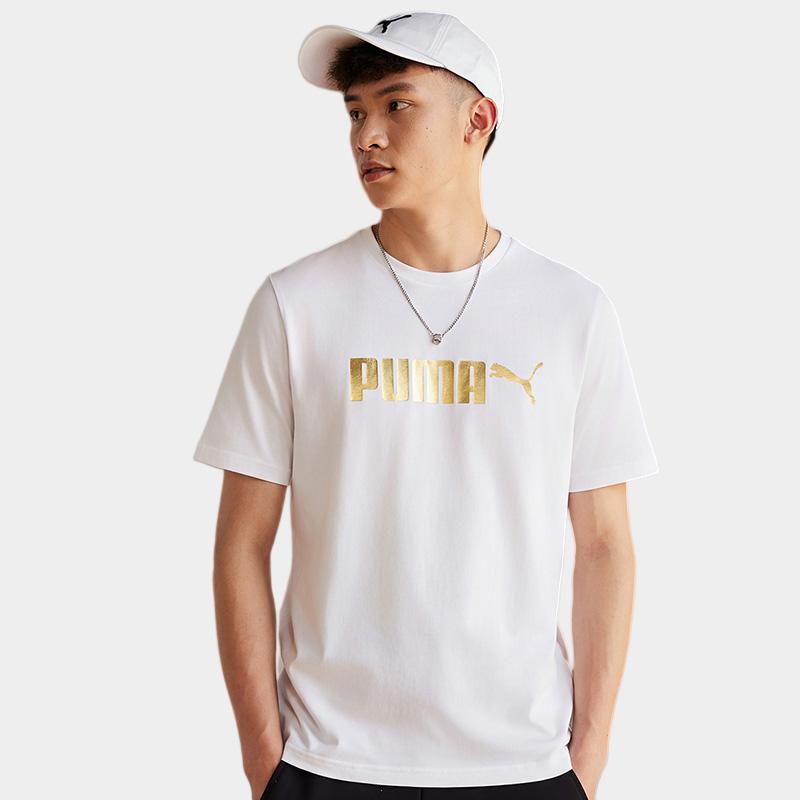 Puma Мужская/Женская футболка с круглым вырезом, вязаная, с коротким рукавом, унисекс, Топы 695663-02