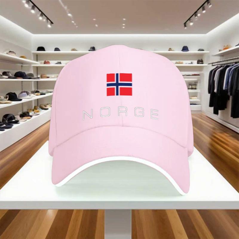 pc Norwegian Flag Baseball Cap for Men Women Norway National Pride Adjustable Unisex Hat with Norwegian Flag Colors (RedWh