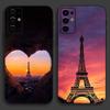 Чехол для телефона Париж Эйфелева башня Для Samsung S24,S21,S22,S23,S30,Ultra,S20,Plus,Fe,Lite,Note,10,9,5G Черный Мягкий Чехол