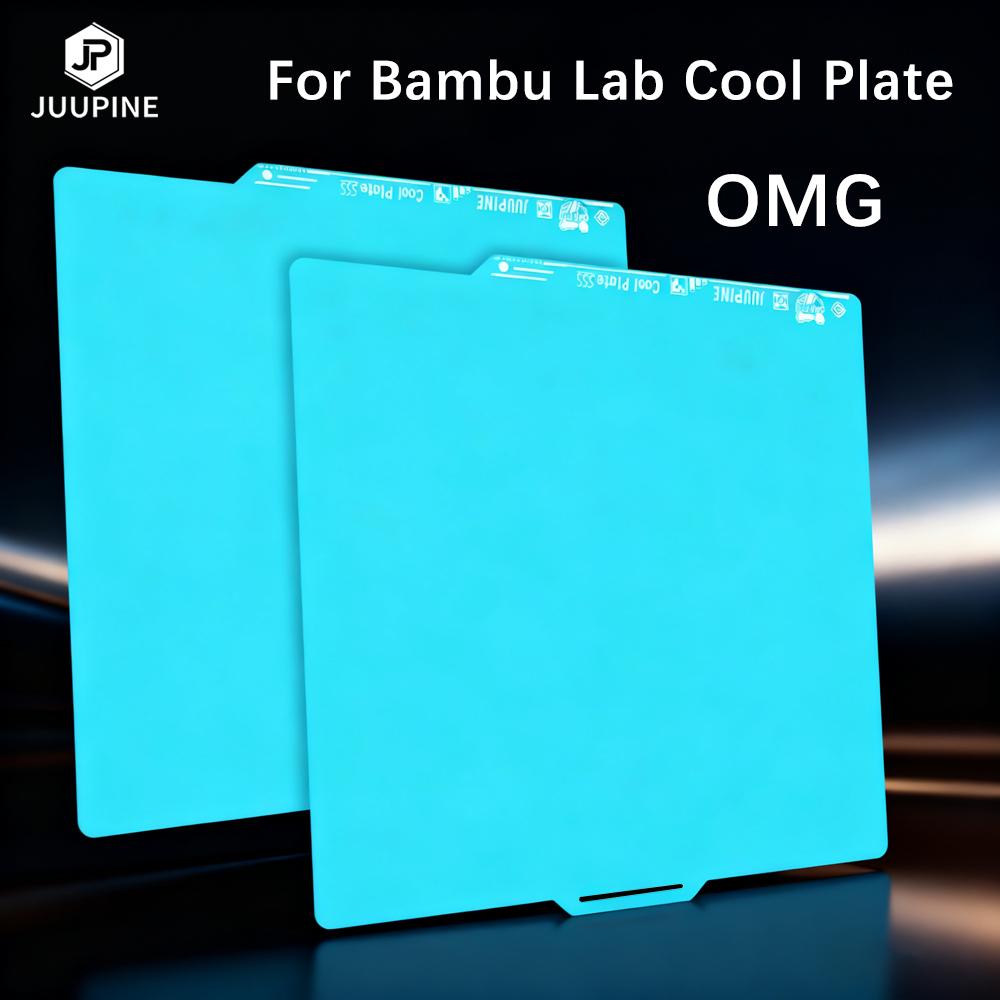 Juupine OMG Glacier Plate For Bambu Lab Build Plate Lower Temp PLA PETG Printing P1P A1 X1c P1S 256MM Bambulab A1 Accessories
