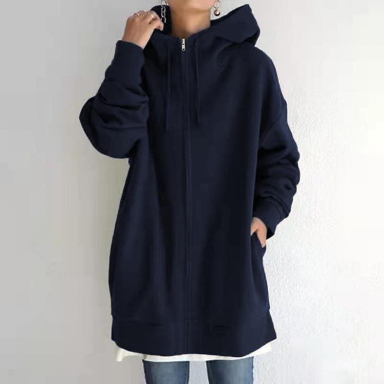 Women's Casual Loose Fit Comfortable Long Full Zip Hoodies Sweatshirts for Spring Autumn Multicolor