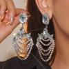 Крупные модные серьги-цепочки с когтями, роскошные серьги с длинными белыми кристаллами, свадебные серьги, трендовые уличные серьги