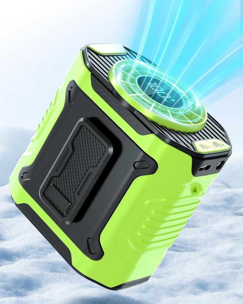 Portable Waist Clip Fan Mini Hanging Neck Fans USB Rechargeable Fans Outdoor Working Camping Waist Fan With Power Bank LED Light