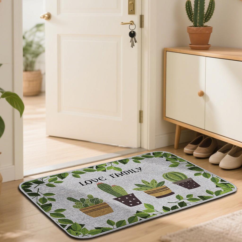 Цветочный льняной коврик для пола с принтом, придверный коврик для входа во двор, противоскользящий коврик для пола в ванной, ковер