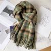 Wool Scarf Men and Women Winter Girls Plaid Scarf Atmosphere Pink Gray Plaid Birthday Gift