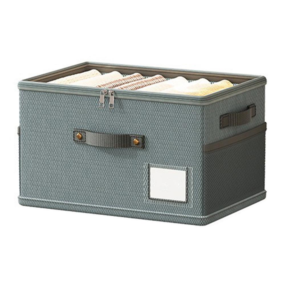 40 x 30 x 20cm Breathable Oxford Fabric Storage Box with Clear PVC Lid Foldable Clothes Organizer