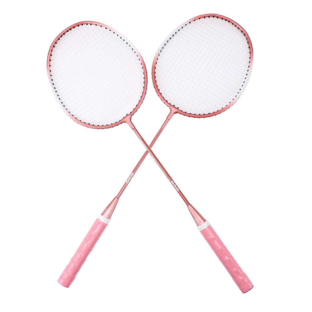 Badminton Set Professional Iron Alloy Badminton Racket with 3 Shuttlecocks Carrying Bag for Beginner Child Adult Pink