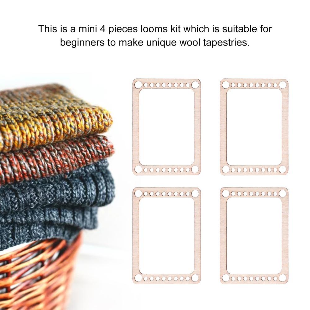 4pcs Wooden Weaving Loom Kit Mini Size Knitting Tools Accessories Weaving Frame Kit DIY Craft